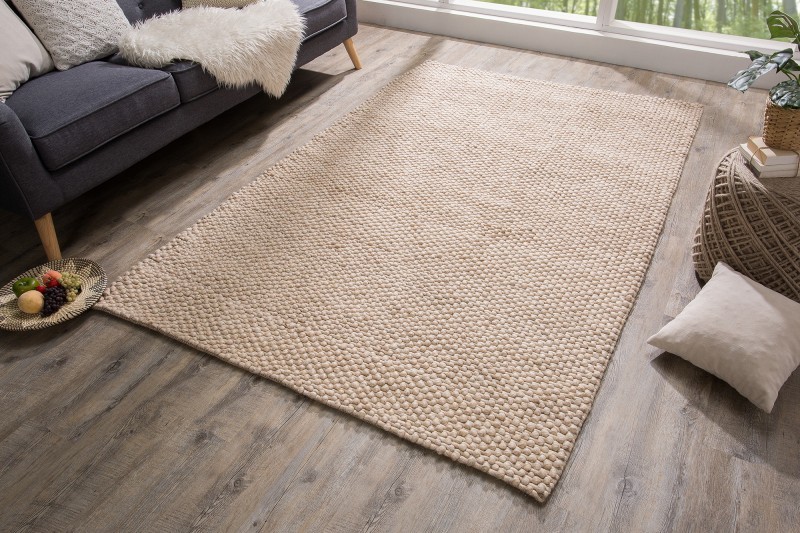 Estila Moderní koberec Wool z měkkých vlněných vláken v béžovém odstínu 240cm