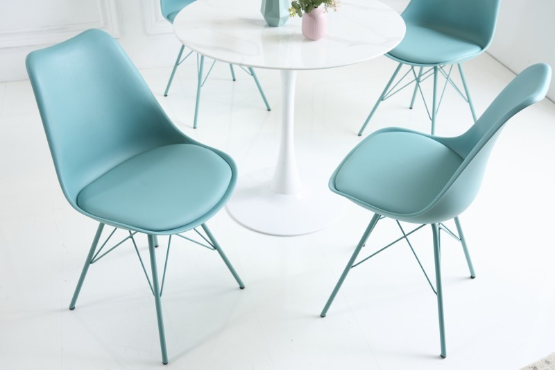 Estila Moderní tyrkysová jídelní židle Scandinavia s čalouněním z eko-kůže 85cm