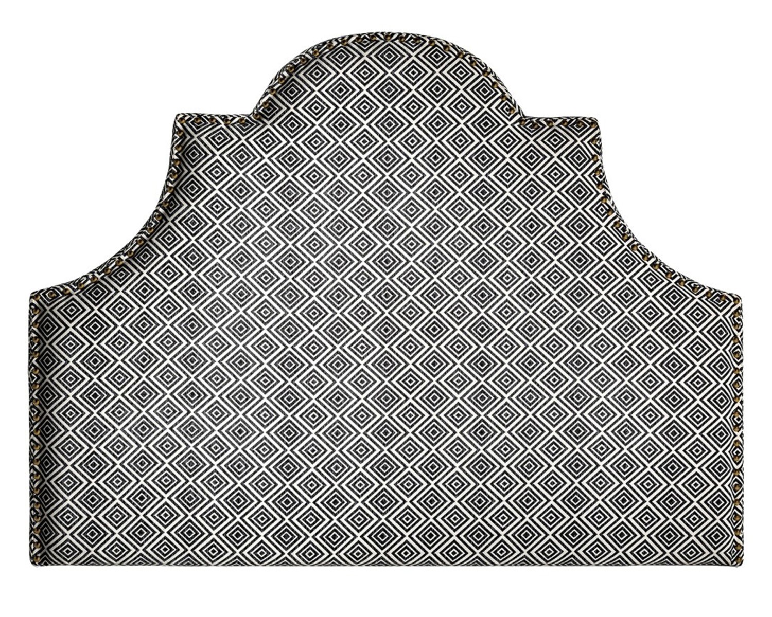 Estila Moderní čalouněné čelo postele Spear s černo-bílým vzorem a mosazným vybíjením 160cm