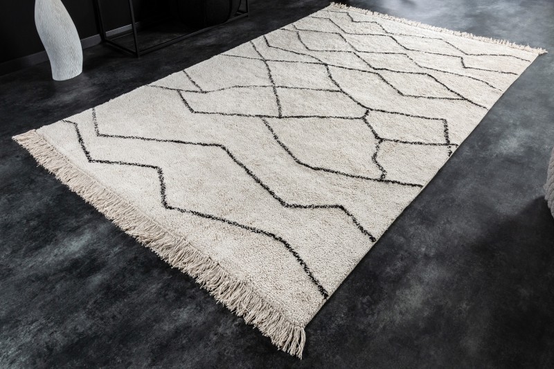 Estila Designový obdélníkový koberec Hasla v moderním slonovinově bílém provedení z bavlny 230cm