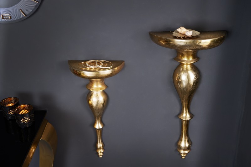 Estila Exkluzivní antická nástěnná konzola Persephone z kovu zlaté barvy 80cm