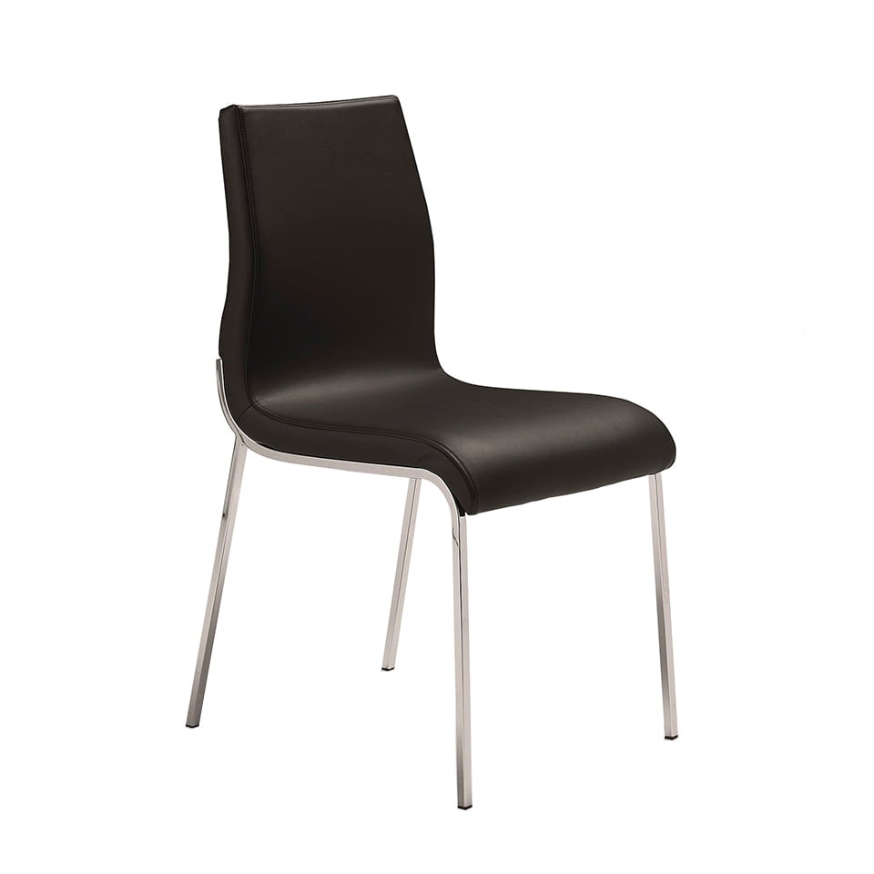 Estila Moderní kožená jídelní židle Urbano z eko-kůže černá 87cm