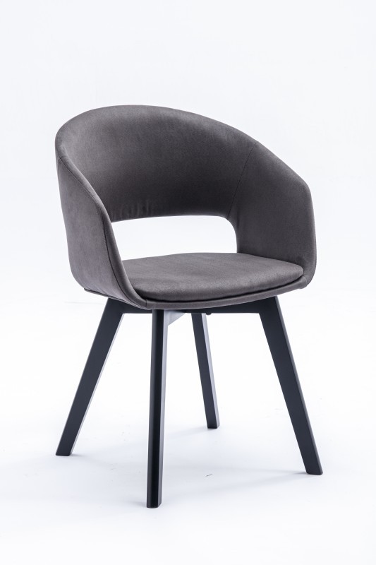 Estila Design modern Lena dining chair with gray upholstery and black wooden legs 79cm