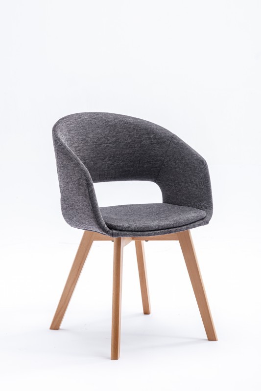 Estila Skandinávská moderní jídelní židle Lena s šedým čalouněním a hnědým dřevěnýma nohama 79cm