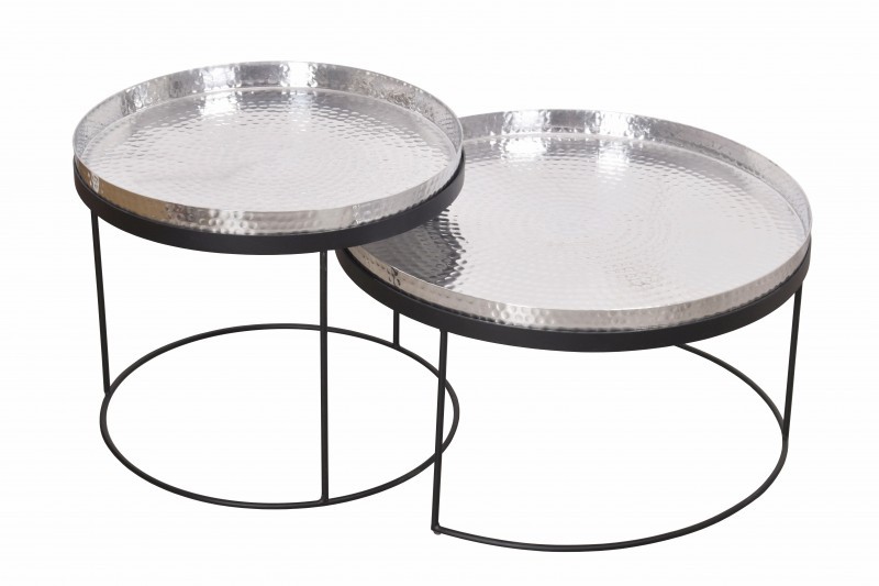 Estila Art-deco set kulatých konferenčních stolků Elements stříbrná 57cm