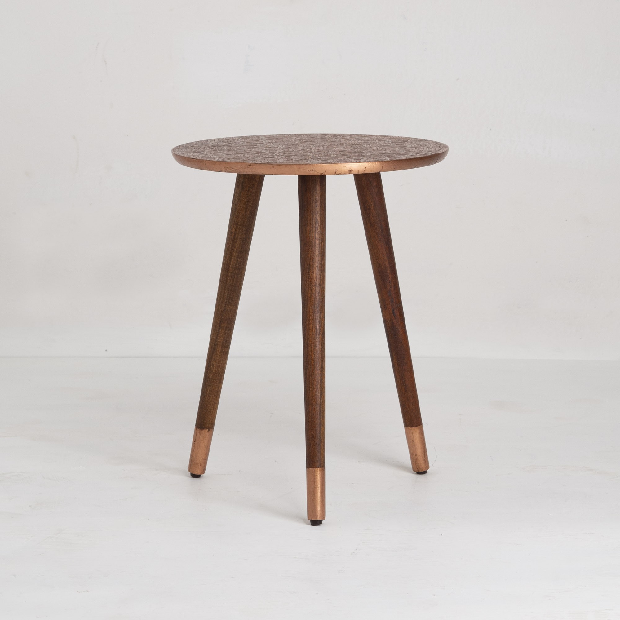 Estila Luxusní příruční kulatý stolek Alcasar s ručním orientálním zdobením staroměděná 50 cm