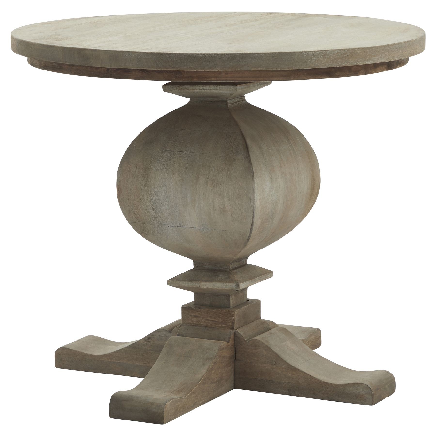 Estila Luxusní venkovský kulatý příruční stolek Antiquités Francaises s ručně vyřezávanou nohou z masivního dřeva světle hnědá 60 cm