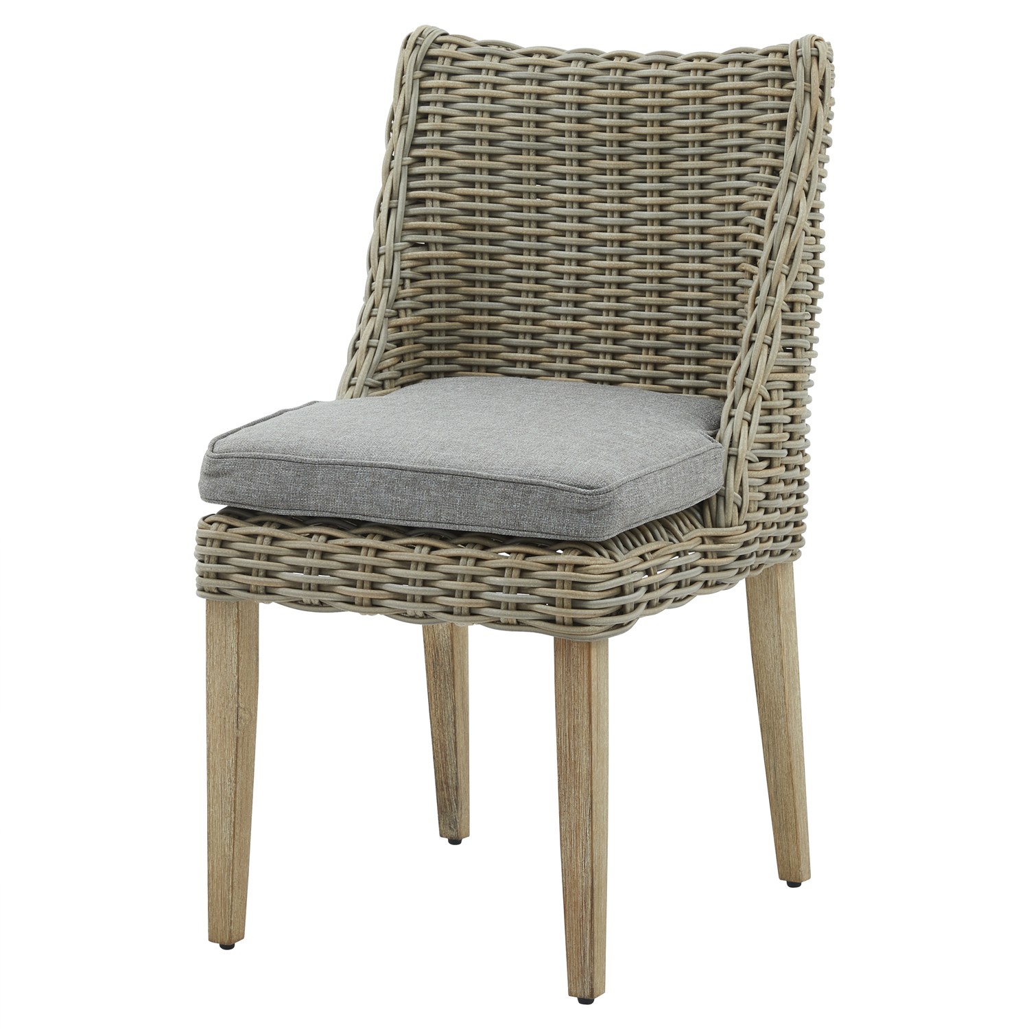 Estila Luxusní ratanová jídelní židle Ratis béžové barvy a dřevěnými nožičkami hnědé barvy se sedacím polštářem 90 cm