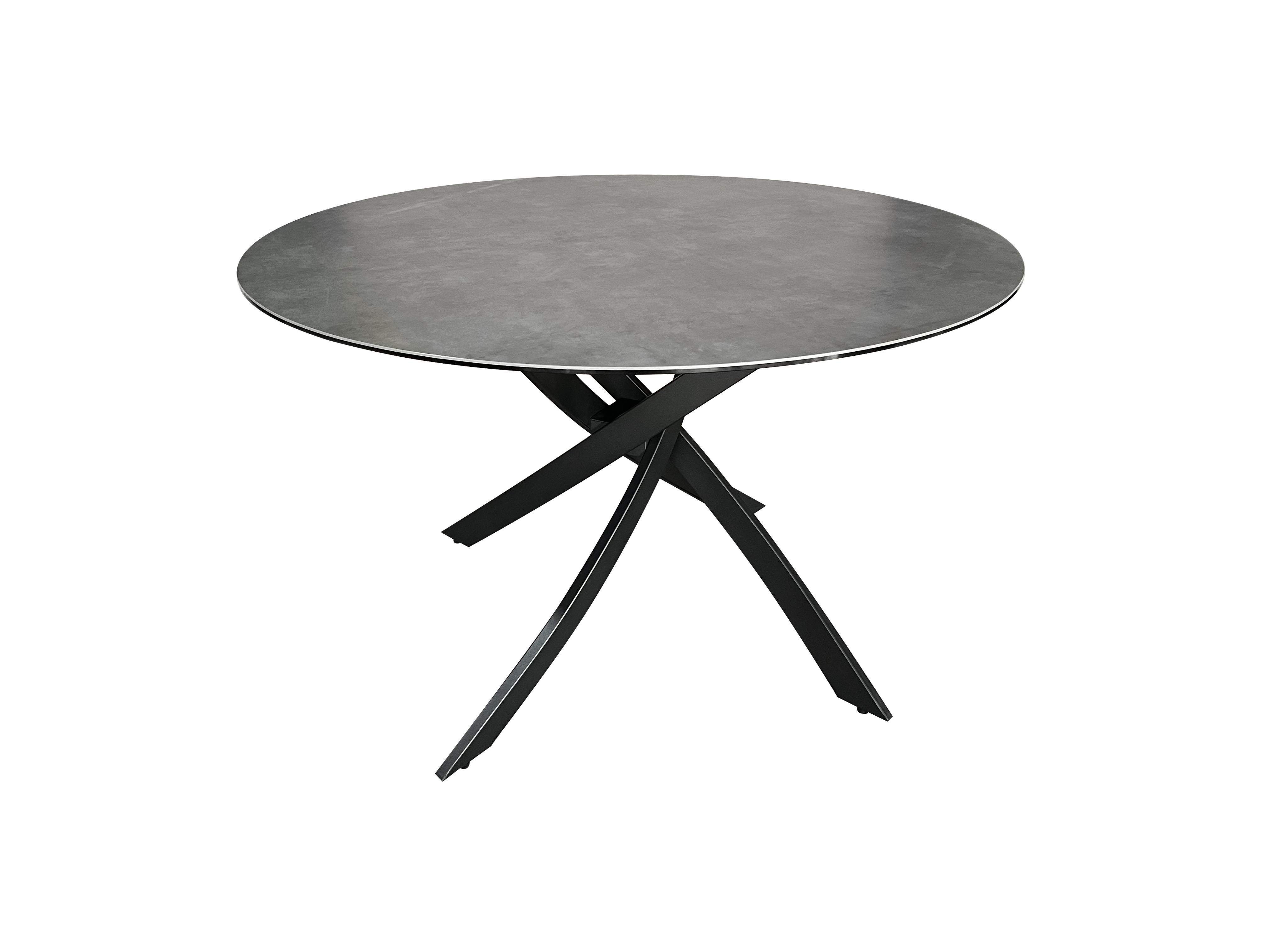 Estila Designový antracitový černý kulatý jídelní stůl Valldemossa s překříženýma nohama 120 cm