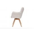 Designov&aacute; skandin&aacute;vsk&aacute; otočn&aacute; j&iacute;deln&iacute; židle Krespa s b&eacute;žov&yacute;m potahem a hněd&yacute;m dubov&yacute;m nohama 58 cm