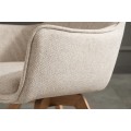 Designová skandinávská otočná jídelní židle Krespa s béžovým potahem a hnědým dubovým nohama 58 cm
