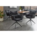 Designov&aacute; industri&aacute;ln&iacute; čern&aacute; j&iacute;deln&iacute; židle Krespa s otočn&yacute;m sed&aacute;kem s opěrkami na ruce a potahem z ekokůže 60 cm