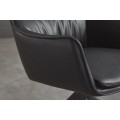 Designov&aacute; industri&aacute;ln&iacute; čern&aacute; j&iacute;deln&iacute; židle Krespa s otočn&yacute;m sed&aacute;kem s opěrkami na ruce a potahem z ekokůže 60 cm