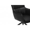 Designov&aacute; industri&aacute;ln&iacute; čern&aacute; j&iacute;deln&iacute; židle Krespa s otočn&yacute;m sed&aacute;kem s opěrkami na ruce a potahem z ekokůže 60 cm