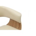 Designová skandinávská jídelní židle Ecco s krémovým koženým potahem a světlým hnědým dubovým rámem 62 cm