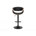 Industriální černá barová židle Norwich s ořechovým hnědým rámem s otočnou výškově nastavitelnou nohou 52 cm