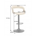 Skandinávská otočná barová židle Norwich s béžovým koženým potahem a černou výškově nastavitelnou nohou 103 cm