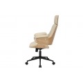 Moderní otočná výškově nastavitelná kancelářská židle Madison s béžovým koženým čalouněním a hnědým dřevěným rámem 68 cm