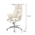Moderní otočná výškově nastavitelná kancelářská židle Madison s béžovým koženým čalouněním a hnědým dřevěným rámem 68 cm