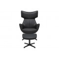 Moderní designové černé křeslo Krespa s potahem z ekokůže a otočnou kovovou podstavou 75 cm