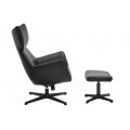 Moderní designové černé křeslo Krespa s potahem z ekokůže a otočnou kovovou podstavou 75 cm
