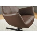Moderní industriální kožené křeslo Krespa s hnědým potahem a otočným sedátkem s možností zaklonění 75 cm
