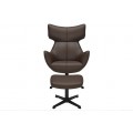 Moderní industriální kožené křeslo Krespa s hnědým potahem a otočným sedátkem s možností zaklonění 75 cm