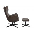 Moderní industriální kožené křeslo Krespa s hnědým potahem a otočným sedátkem s možností zaklonění 75 cm
