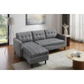 Moderní rohová třímístná sedačka Sallen s šedým melírovaným potahem a pružinovým jádrem 220 cm