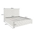 Moderní chesterfield manželská postel Kreon s úložným prostorem a sametovým potahem v šampaňském béžovém odstínu 200 cm