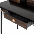 Industriální designový kovový psací stůl Bloomington v hnědé a černé barvě se třemi zásuvkami 120 cm