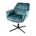 Modern&iacute; otočn&eacute; čalouněn&eacute; křeslo Mariposa s v&yacute;&scaron;kově nastaviteln&yacute;m sedadlem a sametov&yacute;m modr&yacute;m potahem s pro&scaron;&iacute;v&aacute;n&iacute;m 76 cm