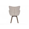 Skandinávská béžová jídelní židle Herold s prošívaným čalouněním s nožičkami z dubového dřeva tmavě hnědé barvě 93 cm