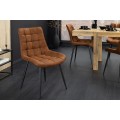 Designová industriální jídelní židle Moritz s koňakově hnědým potahem z ekokůže a černým kovovým nohama 51 cm