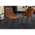 Designová industriální jídelní židle Moritz s koňakově hnědým potahem z ekokůže a černým kovovým nohama 51 cm