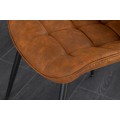 Designov&aacute; industri&aacute;ln&iacute; j&iacute;deln&iacute; židle Moritz s koňakově hněd&yacute;m potahem z mikrovl&aacute;kna a čern&yacute;mi kovov&yacute;mi nohami 51 cm
