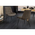 Designová industriální jídelní židle Moritz s prošívaným čalouněním v šedém odstínu taupu a černými kovovými nohami 51 cm