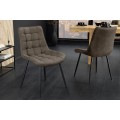Designová industriální jídelní židle Moritz s prošívaným čalouněním v šedém odstínu taupu a černými kovovými nohami 51 cm