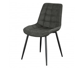 Moderní industriální čalouněná jídelní židle Moritz s tmavým šedým potahem se semišovým efektem a černýma nohama 51 cm