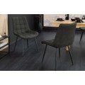Moderní industriální čalouněná jídelní židle Moritz s tmavým šedým potahem se semišovým efektem a černýma nohama 51 cm