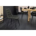 Moderní industriální čalouněná jídelní židle Moritz s tmavým šedým potahem se semišovým efektem a černýma nohama 51 cm