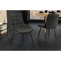 Moderní industriální čalouněná jídelní židle Moritz s tmavým šedým potahem se semišovým efektem a černýma nohama 51 cm