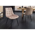 Designová skandinávská jídelní židle Moritz se sametovým potahem v šampaňském béžovém odstínu s prošíváním 51 cm
