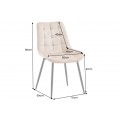 Designová skandinávská jídelní židle Moritz se sametovým potahem v šampaňském béžovém odstínu s prošíváním 51 cm