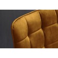 Moderní designová jídelní židle Moritz se sametovým hořčicovým žlutým prošívaným potahem a černýma nohama 51 cm