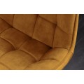 Moderní designová jídelní židle Moritz se sametovým hořčicovým žlutým prošívaným potahem a černýma nohama 51 cm