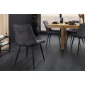 Moderní industriální sametová jídelní židle Moritz s tmavým šedým prošívaným potahem a černýma nohama 51 cm