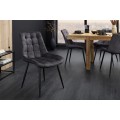 Moderní industriální sametová jídelní židle Moritz s tmavým šedým prošívaným potahem a černýma nohama 51 cm