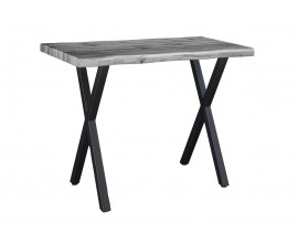 Industri&aacute;ln&iacute; obd&eacute;ln&iacute;kov&yacute; barov&yacute; stůl Wild z &scaron;ed&eacute;ho dřeva s kovov&yacute;mi čern&yacute;mi nožičkami 120 cm