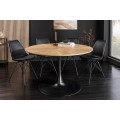 Designový moderní kulatý jídelní stůl Maderia s dubovou světlou hnědou deskou a černou kovovou nohou 120 cm